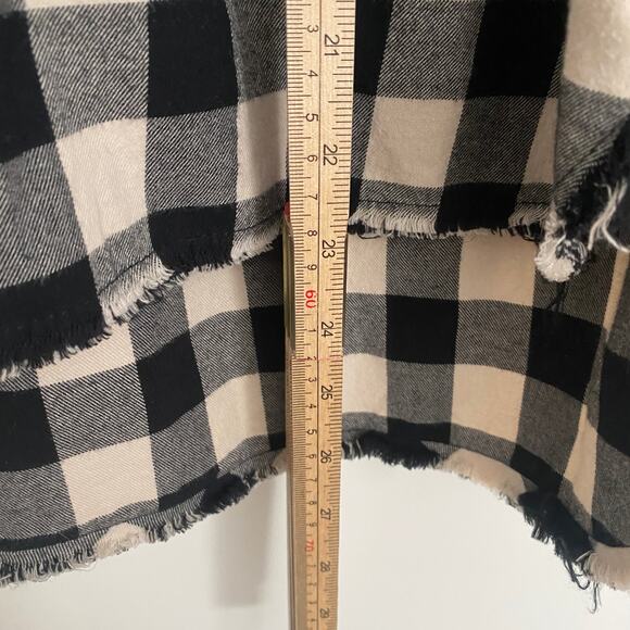 ZARA Checkered Flannel Black White L Boho Cottagecore Layering Shirt- L - Picture 7 of 7